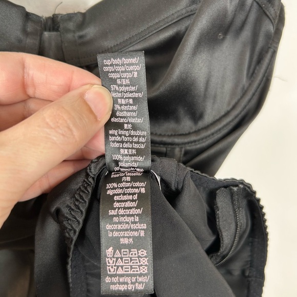 Victoria’s Secret black satin bustier bodysuit, S, corset, thong, Sexy - Picture 8 of 9